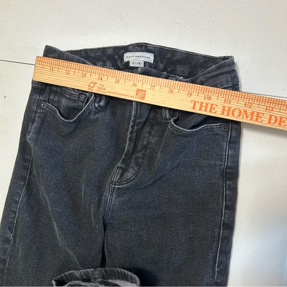 Good American Good Legs Straight Jeans Black 184 Size 2 26 Inches H - Picture 8 of 8